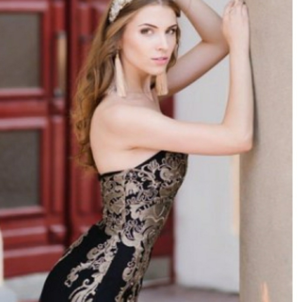 Black & Bronze Gatsby Inspired Art Deco Gown Prom